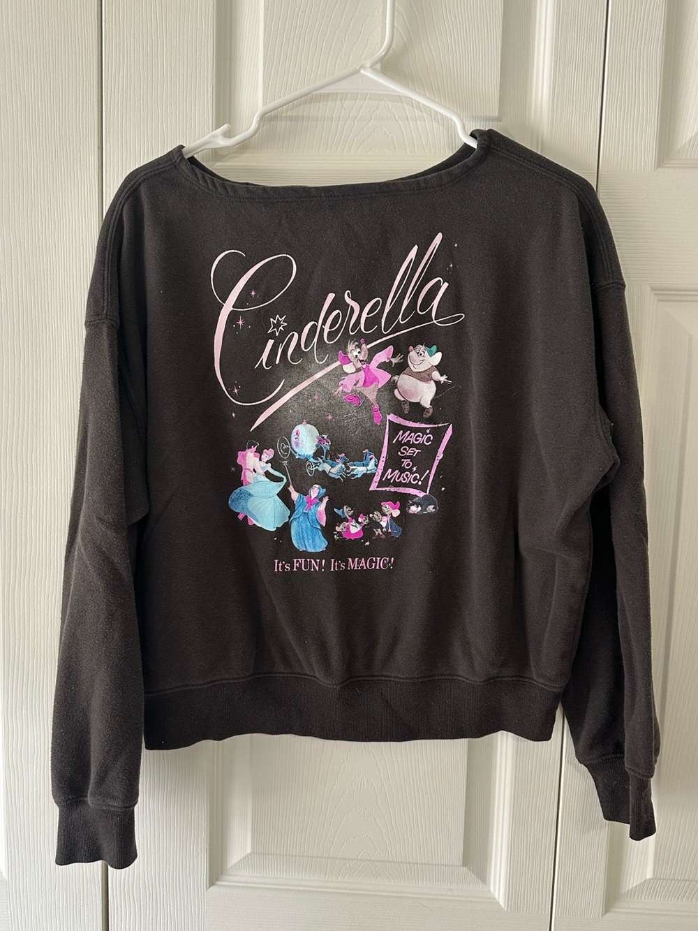 Disney Black Cinderella Graphic Sweatshirt with Pink & Blue Accents